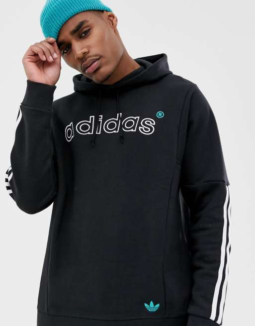 adidas originals hoodie with vintage embroidered logo in black FH7912
