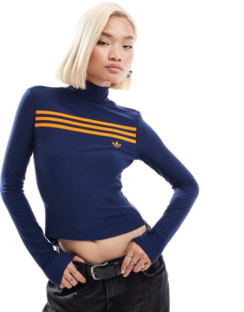 adidas Originals - Hoogsluitende trui met lange mouwen in indigo - view 1