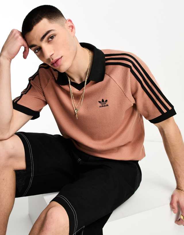 adidas Originals House of Adicolor polo shirt in brown