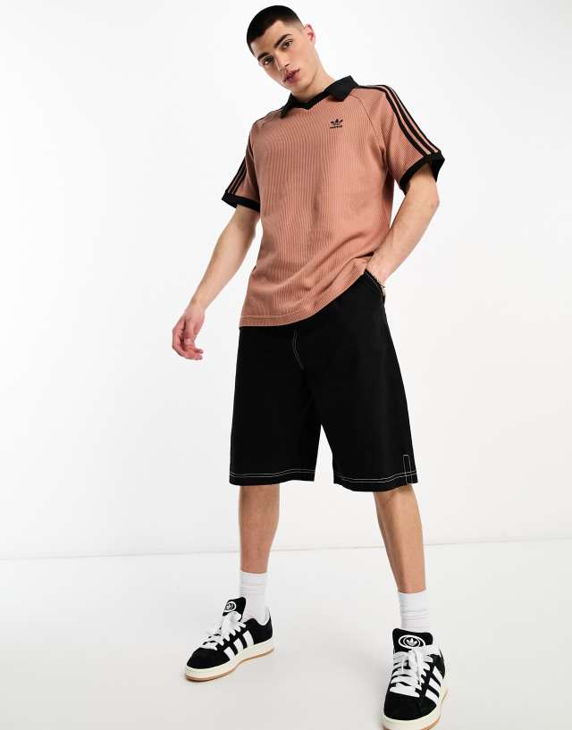 adidas Originals House of Adicolor polo shirt in brown 1