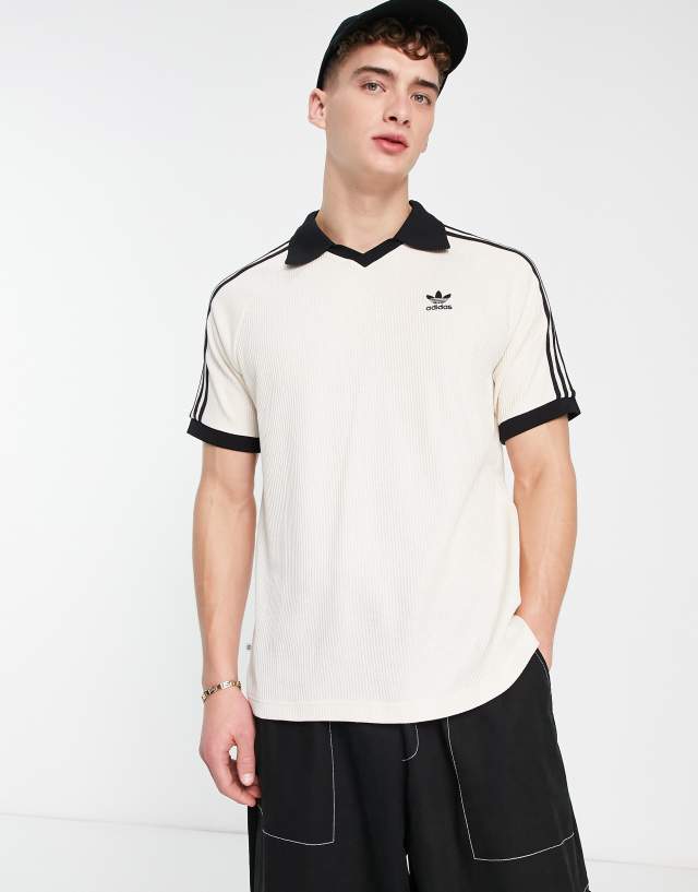 adidas Originals House Of Adicolor polo shirt in off white
