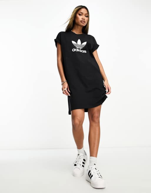 Originals House Of Classics Trefoil t-shirt dress in black | ASOS