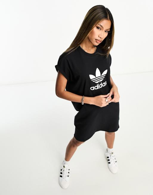 adidas Originals House Of Classics Trefoil t shirt dress in black