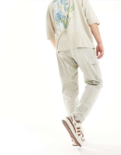 ★adidas★ 3S Cargo Pants Beige JG8042 Size L- Adicolor Classics 3 Stripes Men's Cargo Pants