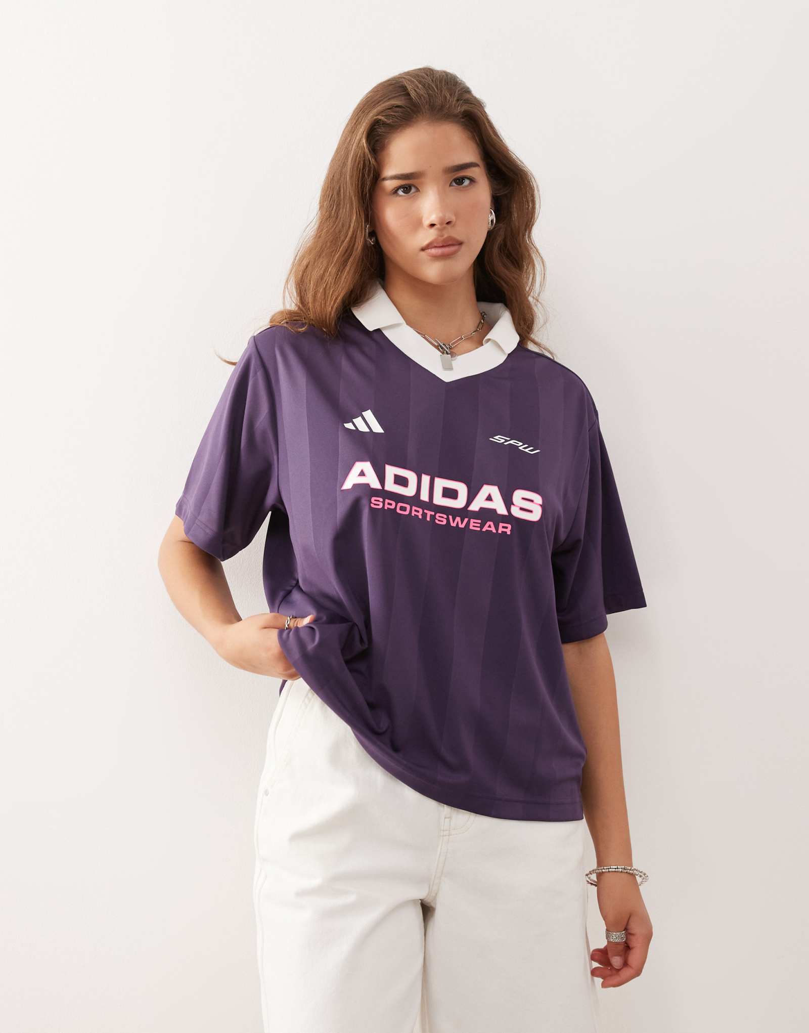 футболка adidas Originals House of Tiro фиолетового цвета