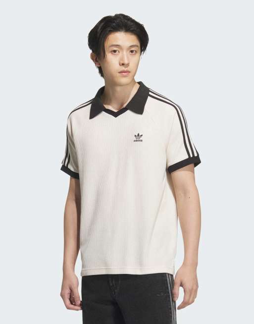 adidas Originals - Hvid, kortærmet og vaflet poloskjorte