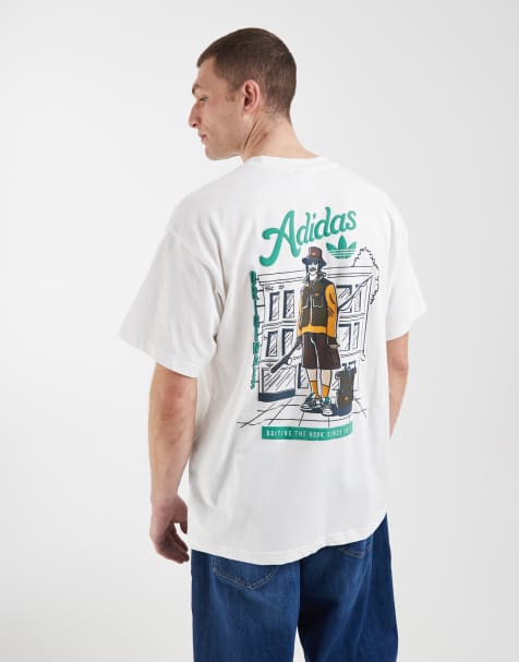 adidas Originals - Hvid T-shirt med fiskegrafik - view 1