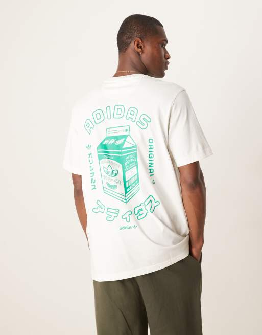 adidas Originals - Hvid T-shirt med japansk grafik på ryggen