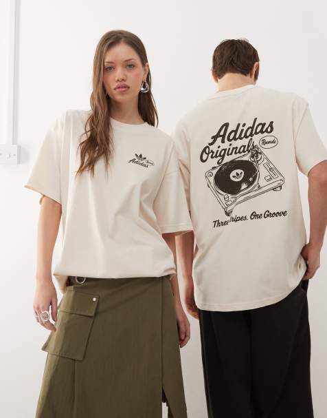 adidas Originals - Hvid T-shirt med 'One Groove'-print - view 1