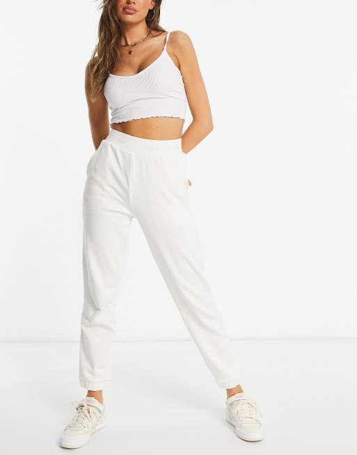 adidas Originals - Hvide joggingbukser med tætsiddende buksekanter