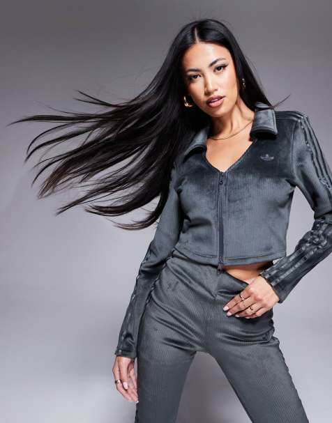 adidas Originals Hyper Femme cropped jacket in charcoal - view 1