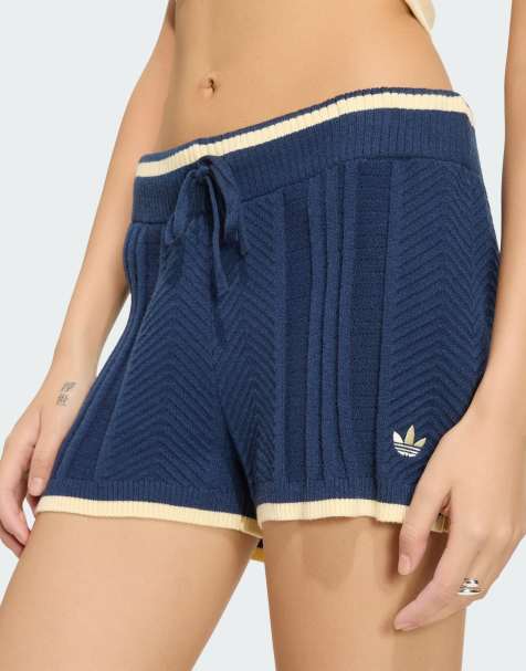 adidas Originals – Indigoblå, flätstickade shorts - view 1