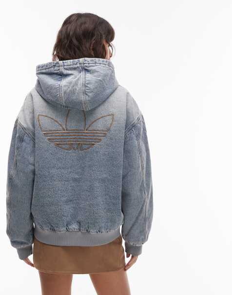 adidas Originals - Indigoblå hættetrøje med lynlås i denim - view 1