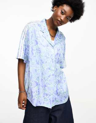 adidas Originals injection short sleeve shirt in blue - ASOS Price Checker
