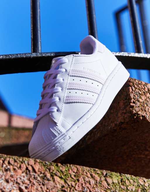 adidas Originals International Womens Day Superstar sneakers in white and  lilac