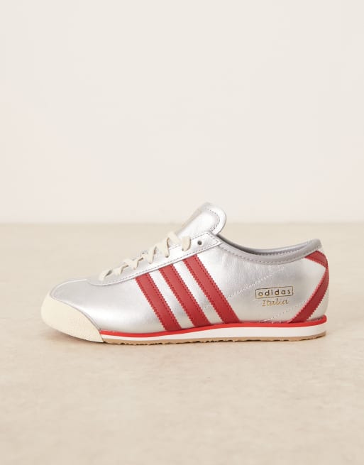 adidas Originals – Italia – Metalliskt silverfärgade och röda sneakers, 2 av 5