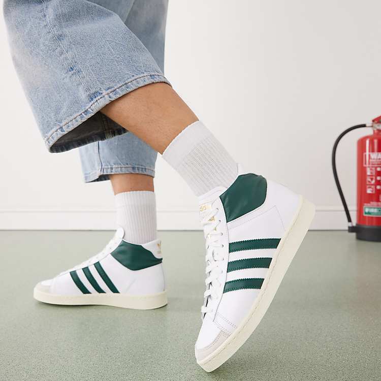 adidas Originals Jabbar high top sneakers in white and green adidas Originals Jabbar high top sneakers in white and green