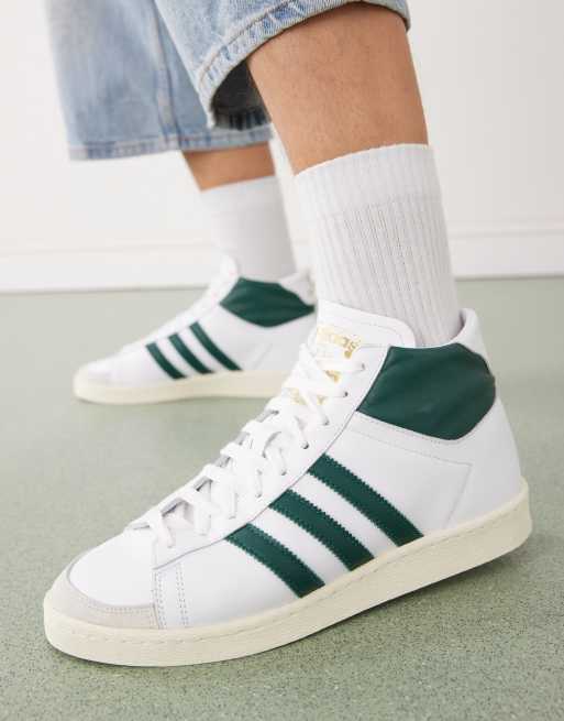 adidas Originals Jabbar high top sneakers in white and green ASOS