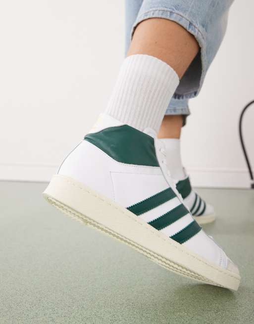 adidas Originals Jabbar high top sneakers in white and green