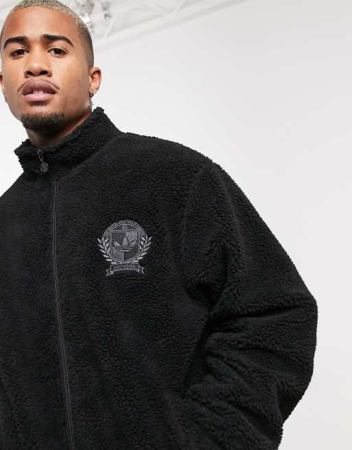 Adidas originals jacket with collegiate crest in teddy fleece new arrivals