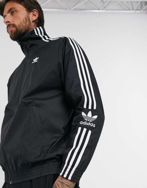 Adidas originals locked up best sale logo track jacket in black