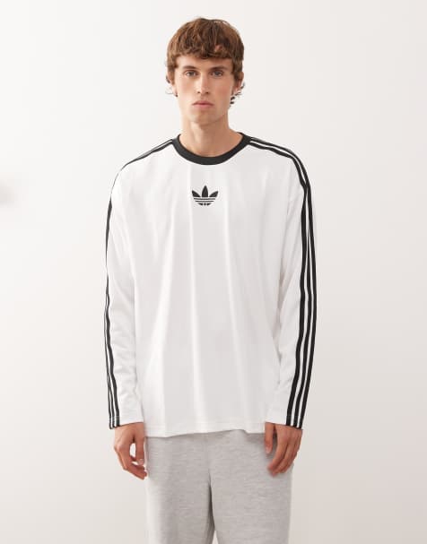 adidas Originals jacquard long sleeve jersey in white and black - view 1