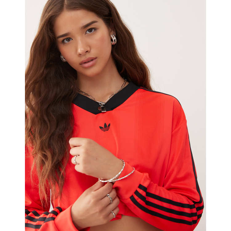 adidas Originals jacquard long sleeve top in red | ASOS