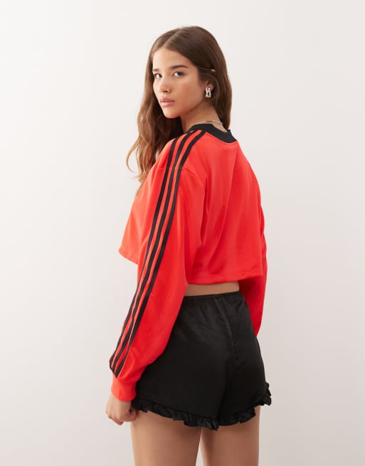 adidas Originals jacquard long sleeve top in red