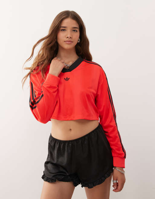 adidas Originals jacquard long sleeve top in red