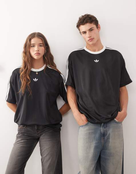 adidas Originals jacquard trefoil jersey in black and white - view 1