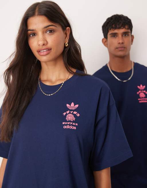 adidas Originals Japan Florals graphic t-shirt in navy | ASOS