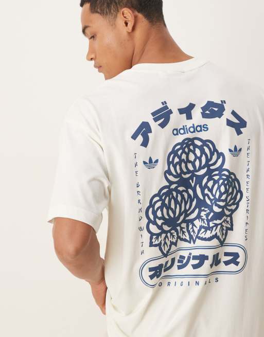 adidas Originals Japan Florals graphic t-shirt in off white
