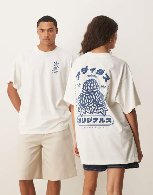 売れ筋商品|||アディダスオリジナルス Tシャツ レディース トップス Print T-shirt - off white adidas Originals Japan Florals graphic t-shirt in off white