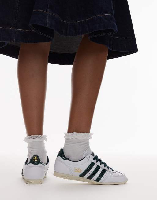 adidas Originals Japan sneakers in white with dark green snake