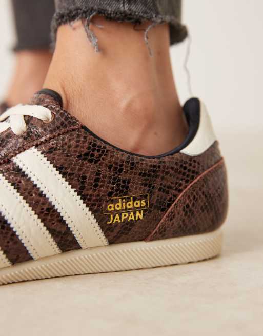 adidas Originals Japan trainers in brown and cream snake print