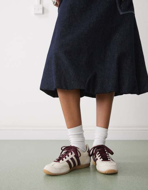 adidas Originals Japan woven sneakers in cream and burgundy