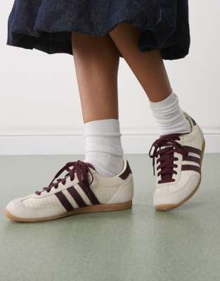 adidas Originals Japan woven trainers in cream and burgundy - view 1