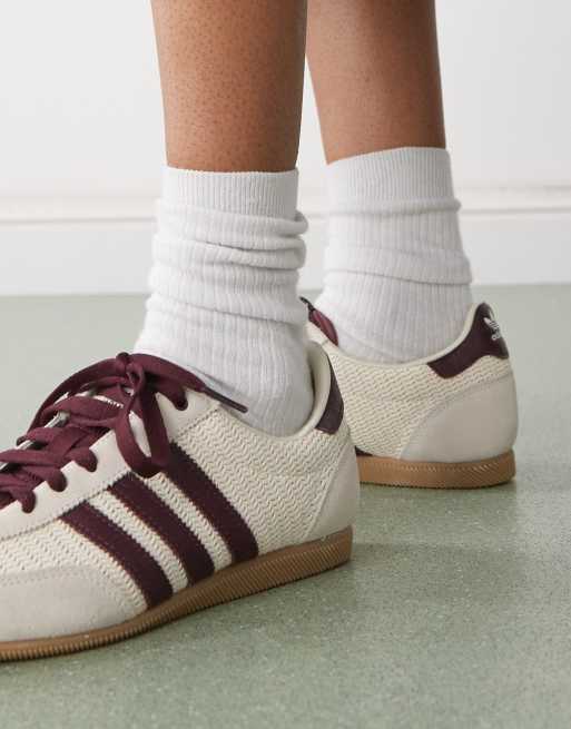 adidas Originals Japan woven trainers in cream and burgundy
