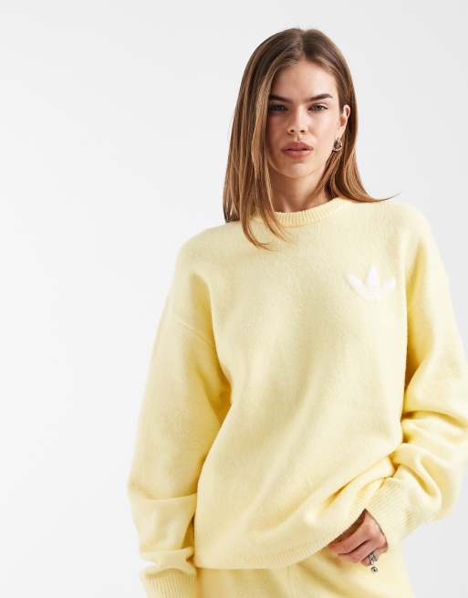 adidas Originals – Jasnożółty dzianinowy zestaw: sweter i spodnie, 2 z 3