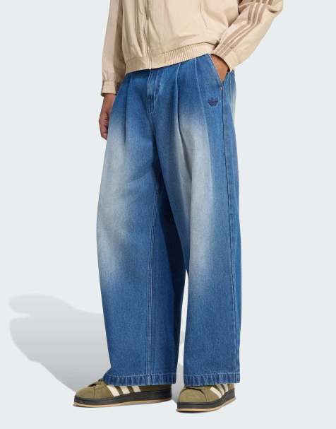 adidas Originals - Jean large taille mi-haute - Bleu denim - view 1