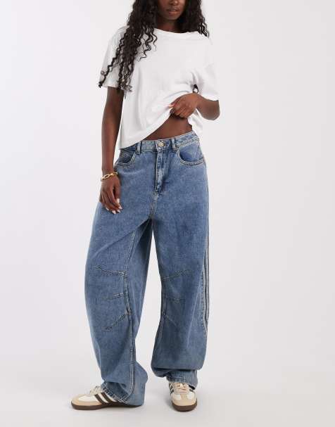 adidas Originals jeans a gamba bombata in lavaggio chiaro blu - view 1