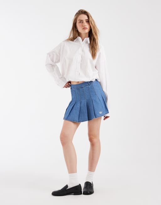 adidas Originals – Jeans-Faltenrock in Indigoblau, 2 von 5
