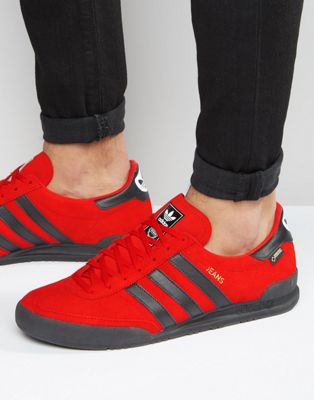 adidas jeans trainers grey and red