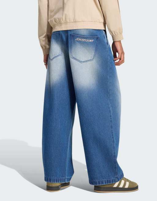 adidas Originals Jeans mit mittlerer Leibhöhe und weitem Bein aus Denim, 2 von 4