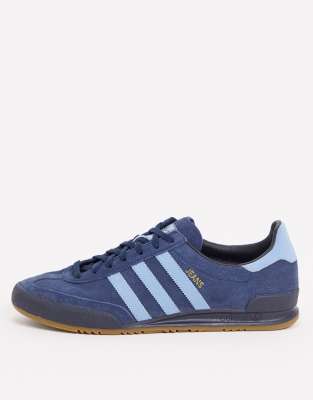 adidas originals jeans trainers in navy with gum sole