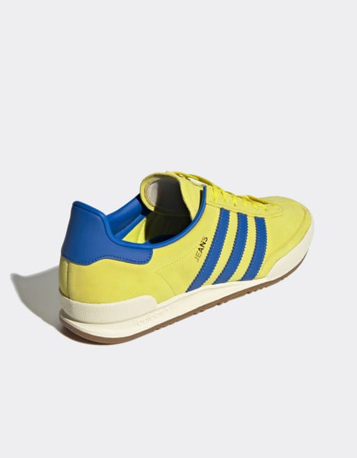 Adidas jeans trainers blue and outlet yellow