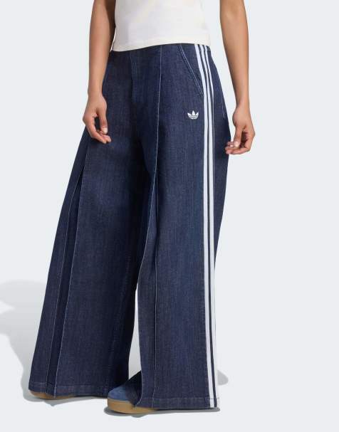 adidas Originals jeansowe spodnie z zakładkami i szerokimi nogawkami w kolorze indygo - view 1