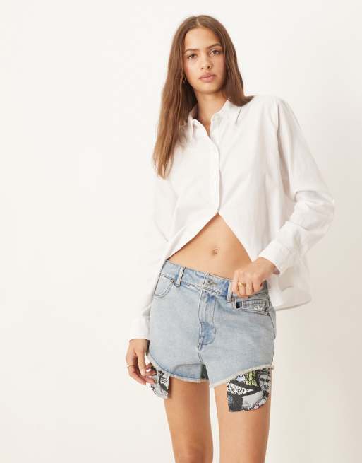 adidas Originals – Jeremy Scott – Jeansowe szorty w kolorze indygo