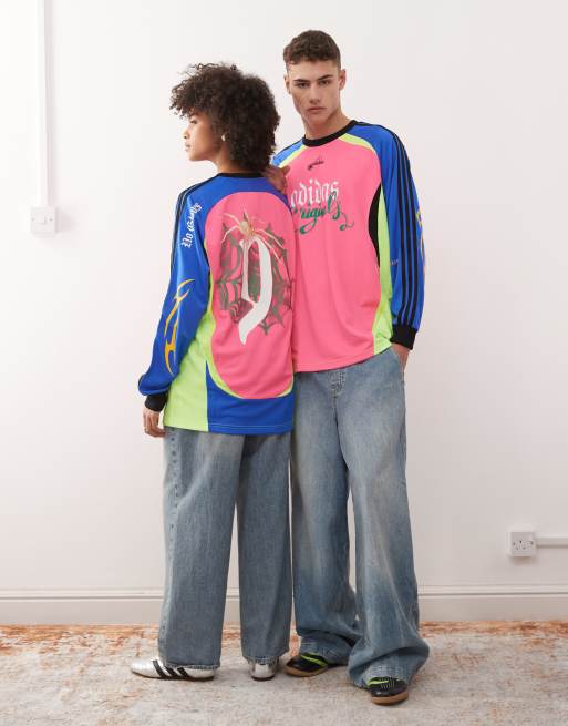 adidas Originals - Jersey met grafische print in geel en roze