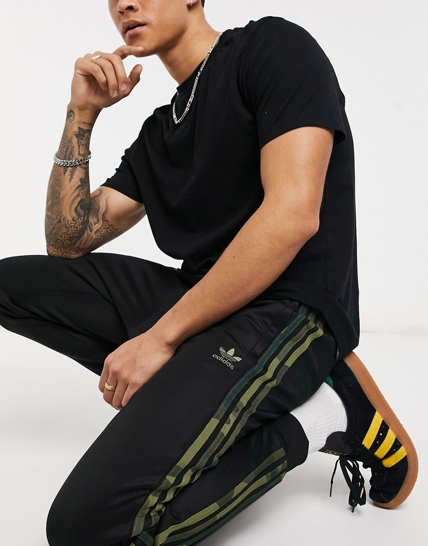 Adidas Originals jogger in black with camo stripes